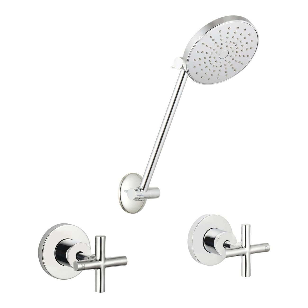 Mondella WELS 3 Star 9L/min Chrome Resonance 1/2 Turn Cross Handle All Directional Shower Set - Chrome