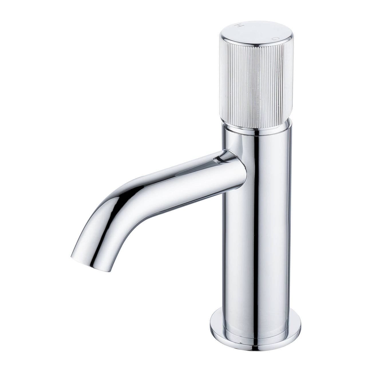 Mondella 25mm Chrome Resonance Textured Handle Curved Spout Basin Mixer