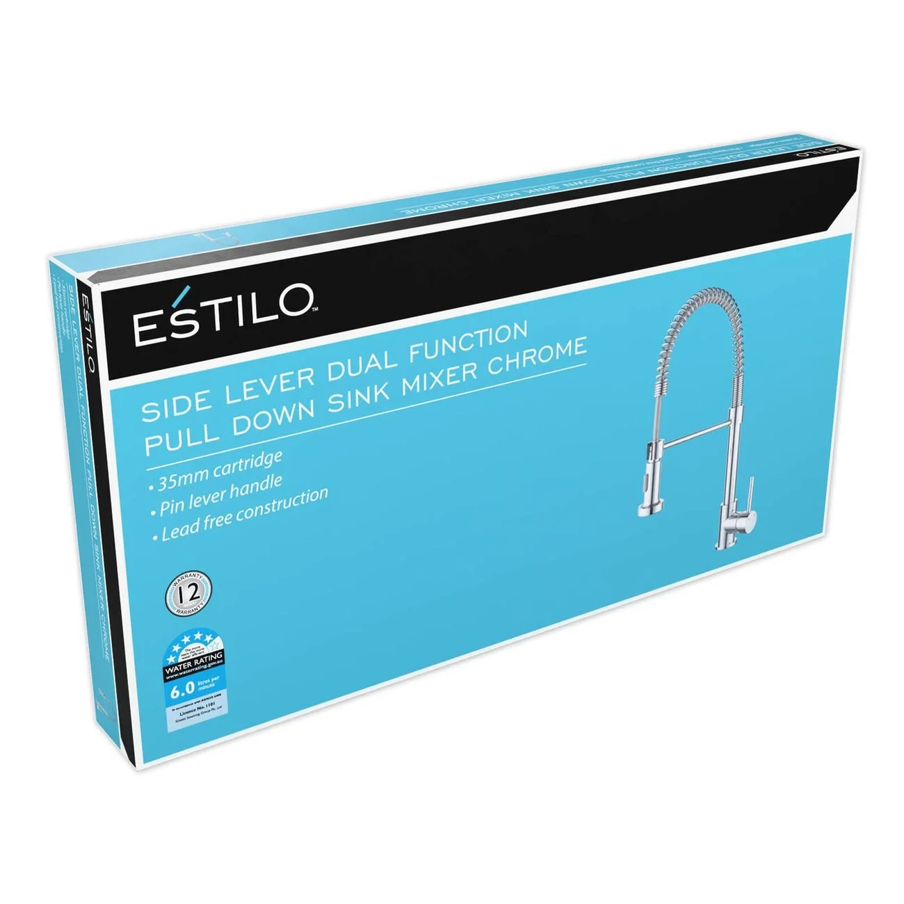 Estilo 35mm Chrome Coil Dual Function Tall Pull Down Sink Mixer - Image 2